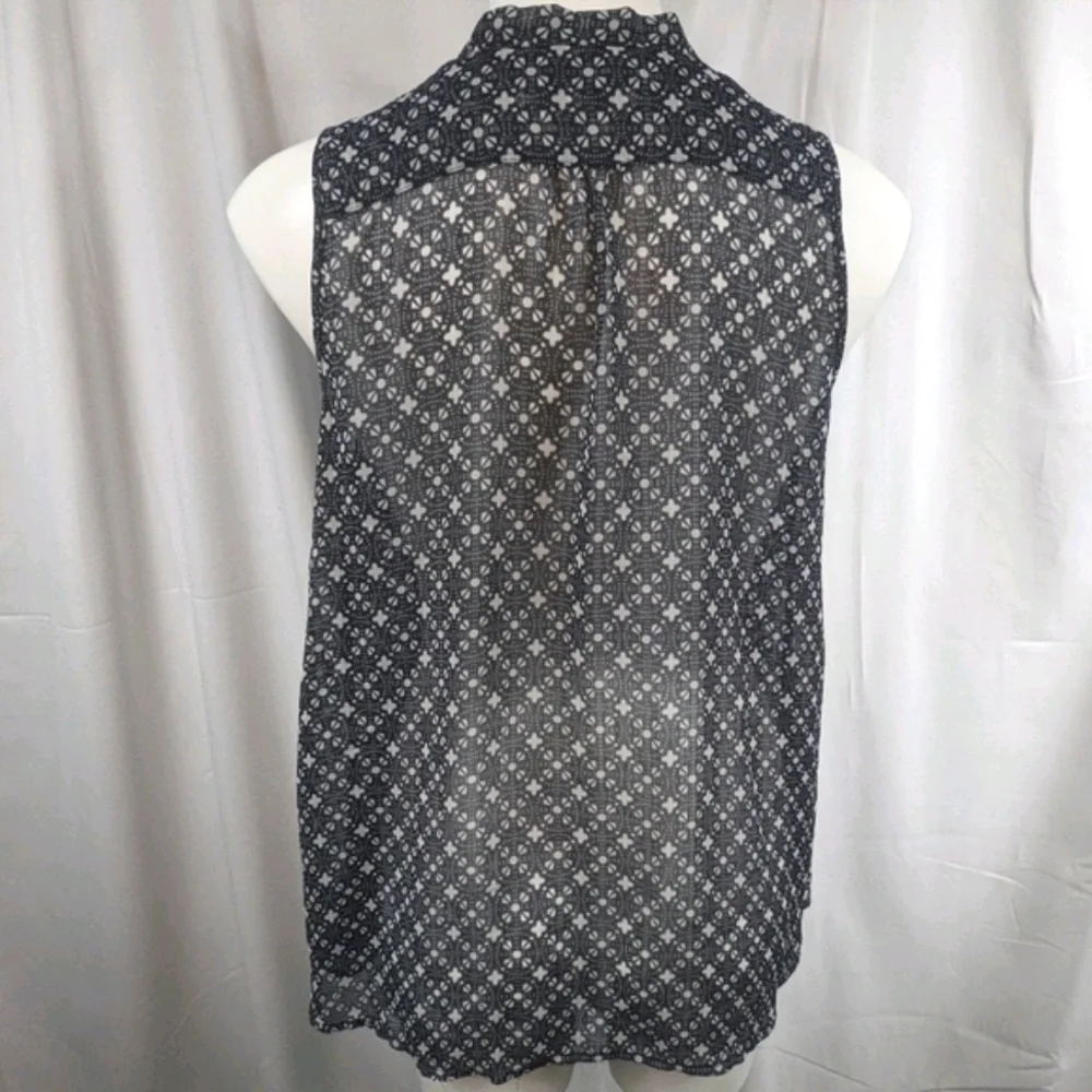 Gap Sheer Sleeveless Tie Front Button Down Sz Sm